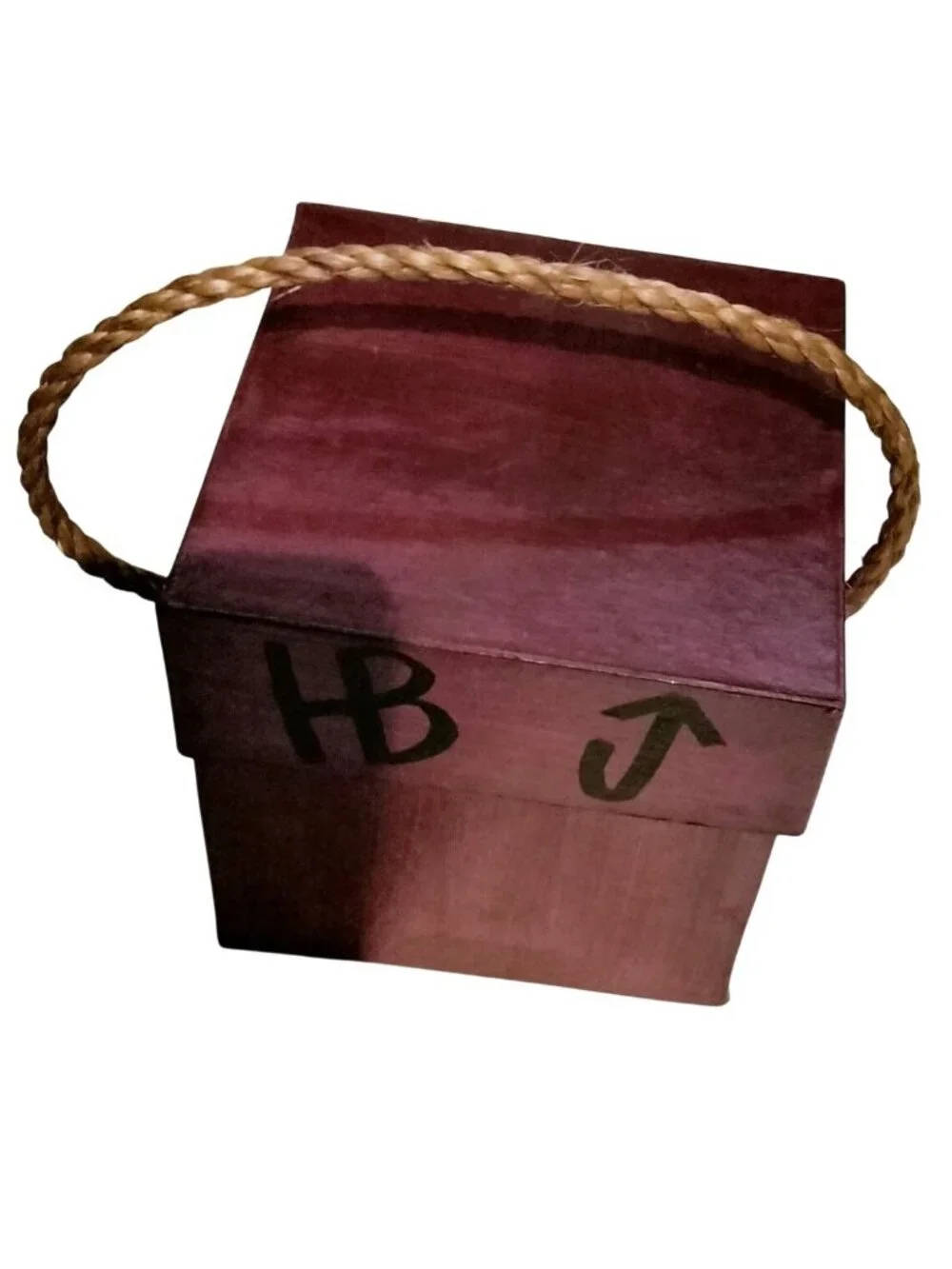 Vintage Western Box Red Branding Iron Design Rope Handle Cowboy Cabin Ranch